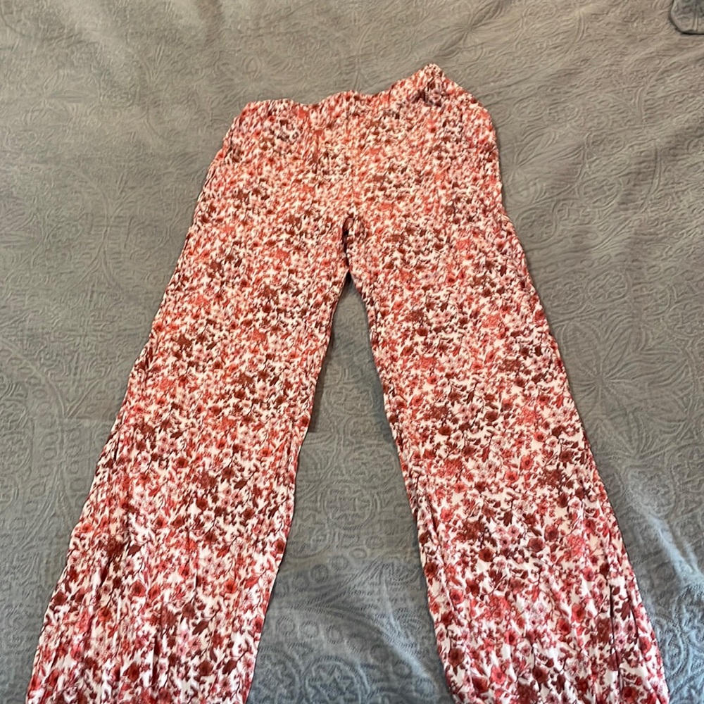 Red/multi palazzo pants